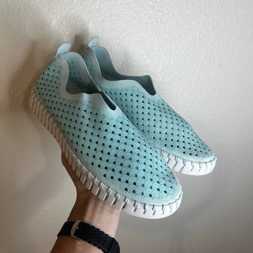 Ilse Jacobsen Womens 39 light blue tulip 139 Perforated Slip On Sneakers